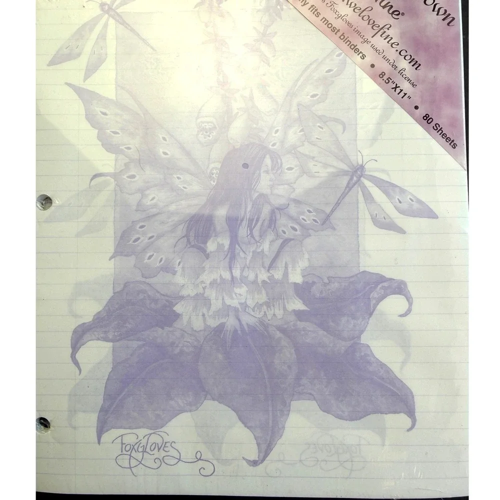 Amy Brown Fairy Filler Paper 2pk 80ct Purple Foxgloves Y2K Fantasy Stationery